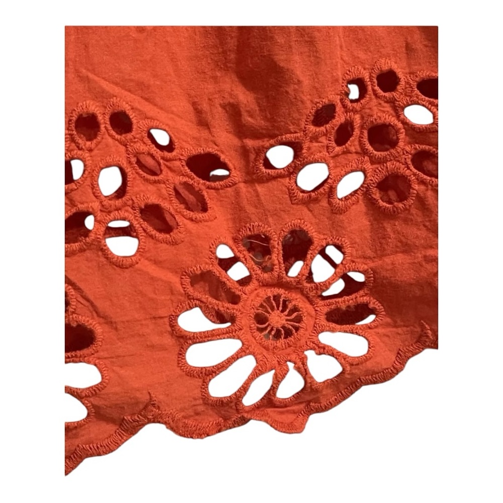 Free People Orange Esperanza Eyelet Boho Flowy Lace-Up Mini Dress Size XS - Picture 8 of 8